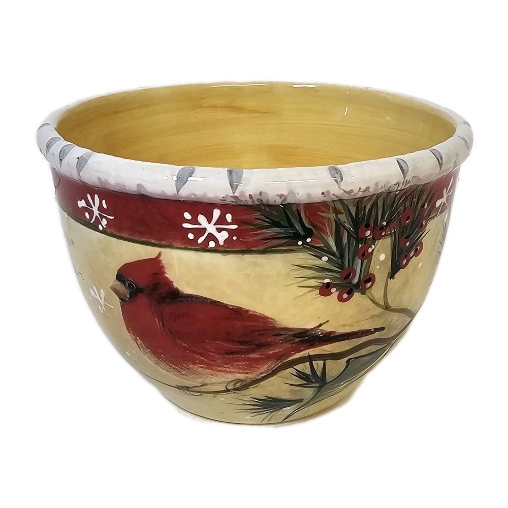 Vtg Pier Set Of 4 Soup Cereal BOWLS Holly Birds Christmas Cardinals EUC